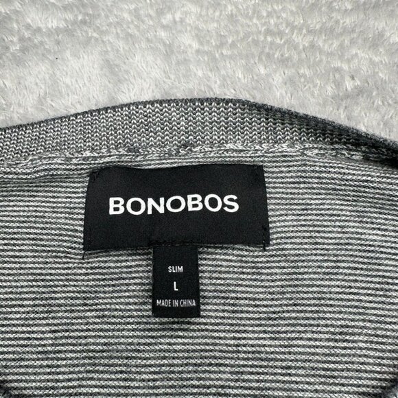 Bonobos Crewneck Sweater Mens Large Gray Slim Fit Knit Pullover Soft Long Sleeve - Picture 2 of 10